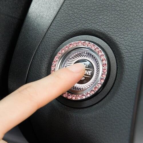 Car Interior One-Key Engine Start Stop Ignition Push Button Decorative Diamante Ring for Hyundai ix35 iX45 iX25 i20 i30 Sonata