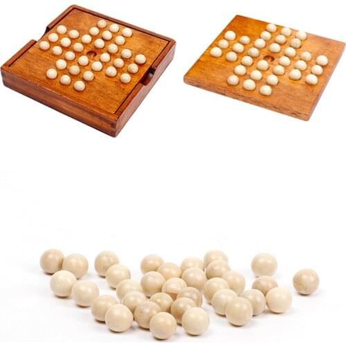 Wooden Solitaire Board Cognitive Activity Diamond Chess Kids Adults Toys Brain Teasers Puzzle Game Marble Sets