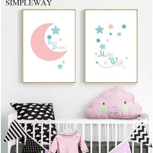 Child Poster Moon Star Nursery Quotes Simple Wall Art Print Cute Canvas Painting Picture Nordic Kid Baby Bedroom Decoration