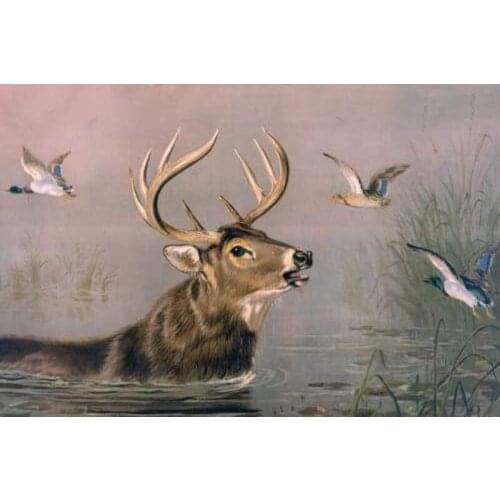 GLymg Stag In Water 5D Diamond Painting Embroidery Handicrafts Painting Full Drill Diamond Embroidery Diamond Wall Arts Decor