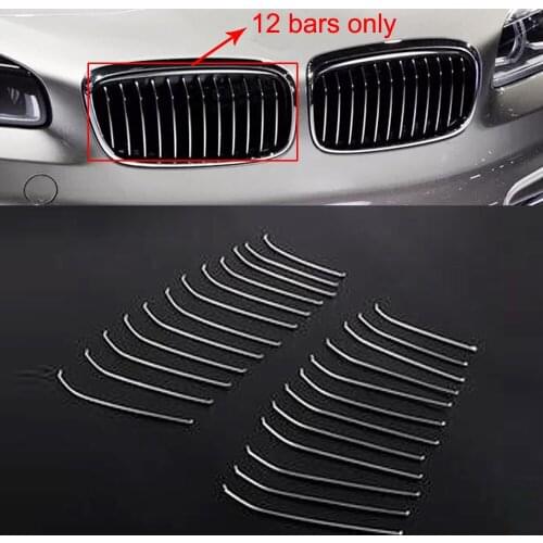 JEAZEA 24Pcs Chrome ABS Front Bumper Kidney Hood Grill Grille Cover Trim Strip for BMW 2 Series 218i 220i 2015 2016 Car Styling