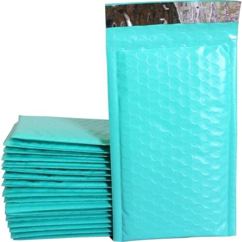 10pcs #000 4x8" 120x180mm Poly Bubble Mailers Padded Envelopes Teal Green Self Seal Envelope Bubble Envelope Shipping Envelopes