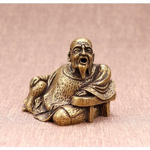 Pure Copper Old Man Back Flow Incense Burner Miniature Figurines Home Decoration Ornaments Incense Holder Smoked Tea Room Crafts