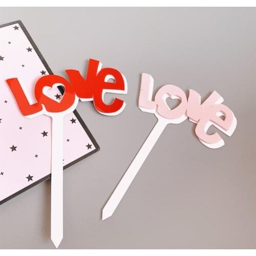 Love Wedding Acrylic Cake Topper Red Pink Acrylic Cupcake Topper for Wedding Girls Birthday Party Cake Decorations Baby Shower