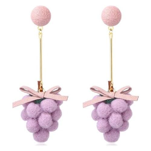 2021 Cute Grape Earrings For Women Spring Lovely Fragrant Taro Purple Ear Clip Summer Jewelry Female Girl Birthday Gift