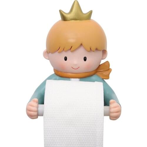 Simple Art Vinyl Little Prince Toilet Paper Holder Home Bathroom Cartoon Plumbing Tray Kitchen Roll Paper Tube Wall MountStorage
