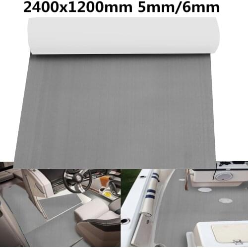 Self-Adhesive 2400x1200mm 5mm/6mm EVA Foam Marine Boat Yacht Flooring Synthetic Faux Teak Decking Sheet Pad Floor Mat Brown Gray