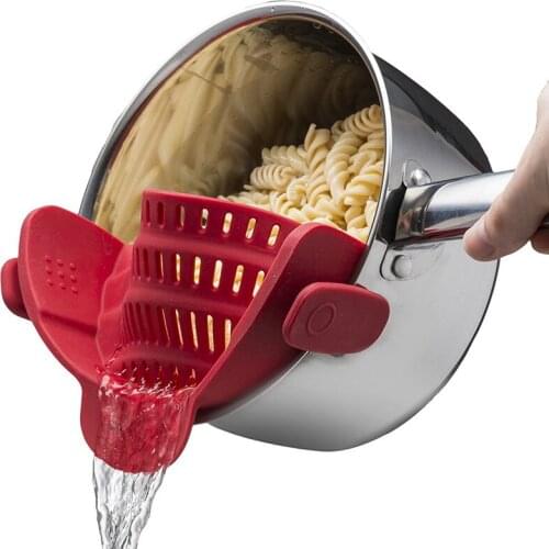 Wide mouth silicone draining pot side silicone drainer drain basket Fruit noodles filter and leak-proof
