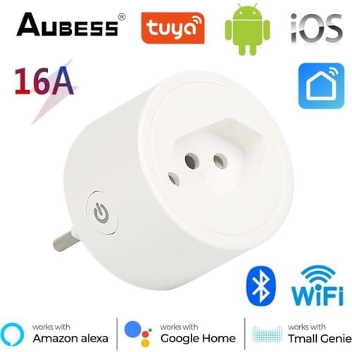 16A Wifi Tuya Smart Plug Brazil Smart Socket Remote Timer Voice Control Power Monitor Smartlife APP Work With Alexa Google Home