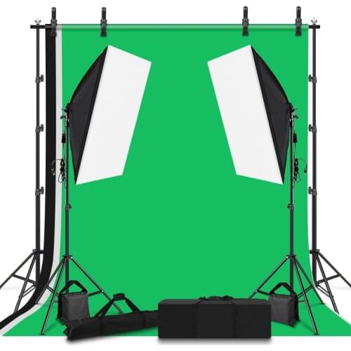 PYNSSEU Background Support Stand Kit Photo Studio LED Softbox Lighting with 3 Color Backdrops for Photography Video Shooting