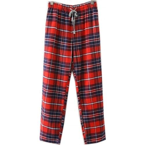 Spring Autumn Women 100%Cotton sleeping bottoms Female plus size nighty trousers Ladies Casual Loosen Plaid Thicken pajama pants