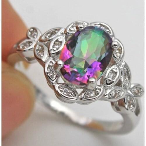 Vintage 925 Silver Colorful Zircon Ring Gradient Color Hollow Butterfly Ring Party Gift Jewelry Ring Wholesale