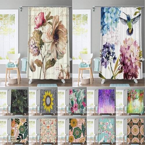 Bohemian Colorful Flowers Shower Curtain Birds Butterfly Bathroom Decoration Fabric Bath Curtains Simplicity Bathtub Screen
