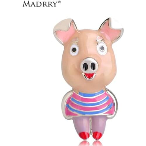 Madrry Cartoon Pig Shape Brooch Colorful Enamel Gold Color Jewelry Brooches For Women Clothes Accessories Pin Hat Bag Decoration