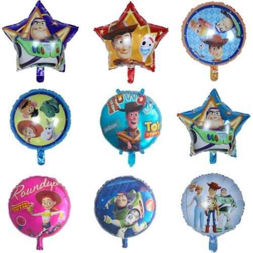 10pcs 18inch Story Buzz Lightyear Cartoon Foil Balloons Baby Boy Blue Air Baloes Birthday Party Decor Kids Toys Hudi Balloon