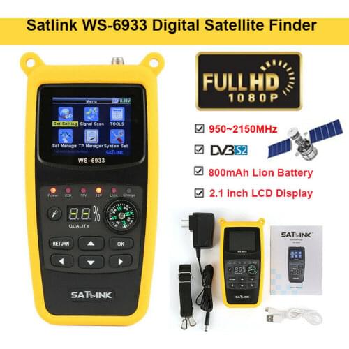 10PCS Satlink WS-6933 satfinder satellite finder 2.1 Inch LCD Display DVB-S FTA C&KU BandMeter