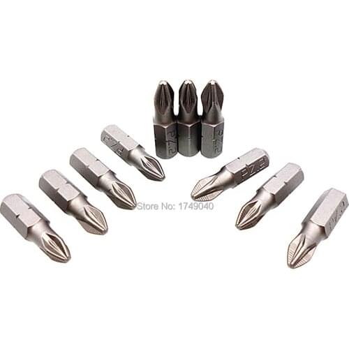 10 Piece PZ2 Magnetic Tip Impact Screwdriver Pozidriv Insert Bit 1/4" 6.35mm Hex Shank Screw Driver Bits Set 25mm Long