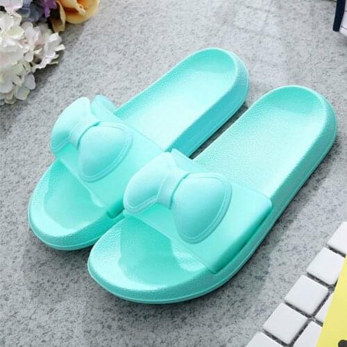 2020 Women Slippers Bath Shoes Ladies Bowtie Slides Sweet Woman Comfortable Flats Female Beach Shoes Womens Footwear Plus Size