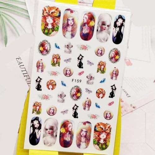 3D Stickers for Nails Feather Anime Girl Cute Designs Nail Art Decorations Foil Decals Wraps Manicure Accessories Decoraciones