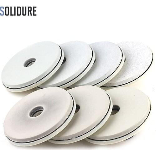 7pcs/set 6 inch 150mm white diamond edge polishing pads with snail lock back for wet polishing granite,marble edge