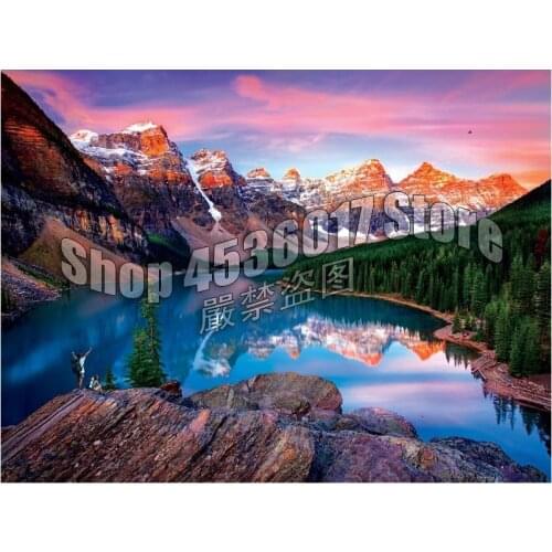 5D Diy Full Diamond Painting Cross Stitch Kit Mosaic Mountain Lakes & Rivers Sunrise Sunset Gifts Diamond Embroidery Home Decor