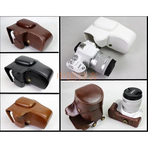 Pu Leather Camera Video Case Bag Cover For Canon 200D 200DII Camera With Strap Battery Bag Open Battery Design