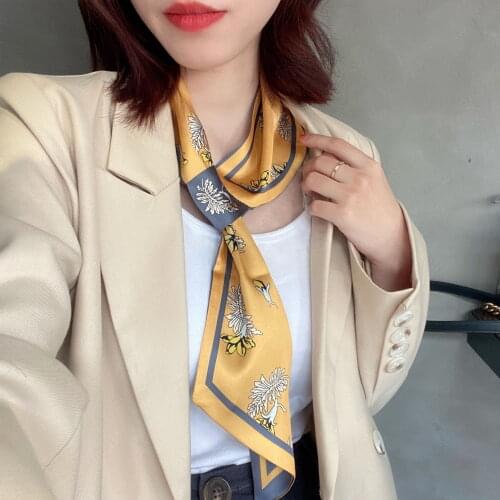 Flowers Fashion silk Scarf Womens Small Ears Korean Thin Casual Breathable Decorate Scarves