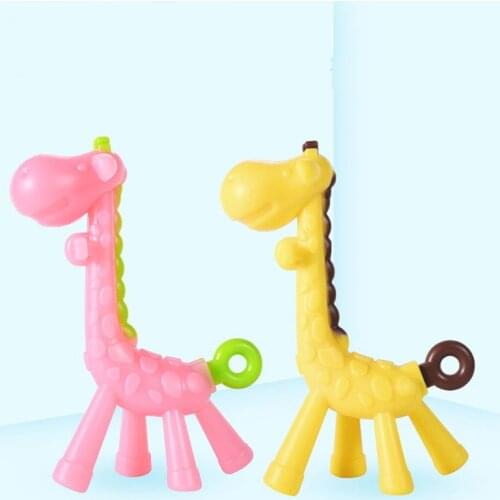 Baby Teether Toys BPA Teething Ring Silicone Chew Dental Care Toothbrush Fawn Molar Rod Giraffe To Bite The Teether Safty Gift