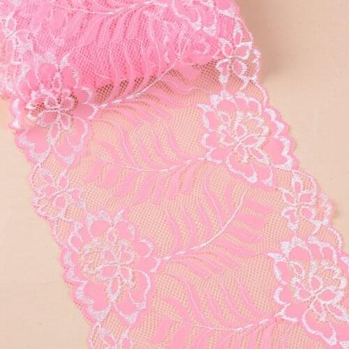 25Yds Super 18cm Wide Floral Mesh Tulle Stretch Lace Ribbon Elastic Laces Trim Sewing Garment Accessories Handmade Garter diy