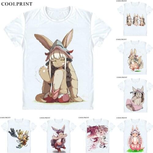 Coolprint rabbit-like Nanachi T Shirt Made in Abyss Meido in Abisu Men Casual TShirt Premium T-Shirt Printed Short Sleeve Shirts