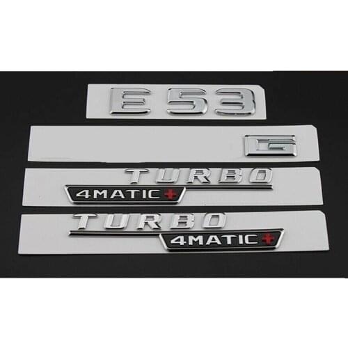 Chrome E53 for AMG TURBO 4MATIC+ Trunk Fender Badges Emblems