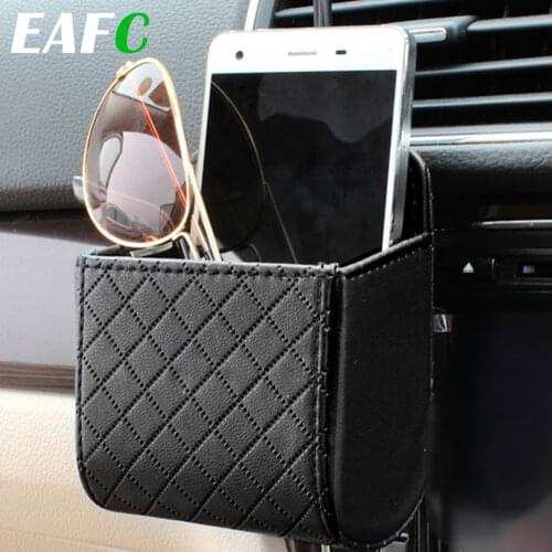 PU Leather Car Outlet Air Auto Vent Trash Box Auto Mobile Phone Holder for Supplies Car Styling Bag Pouch Orangnizer Hanging Box