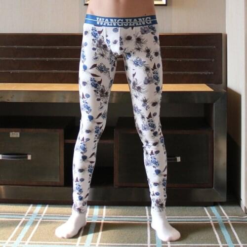 Mens Long Johns Autumn Winter Low Waist Cotton Body-building Fashion Youth Mens Thermal Underwear Men Leggings Long Underwear
