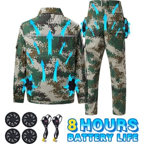 Summer Cooling Fan Jacket USB Power Supply Workwear Heatstroke Protection Hiking Jacket Pants Suit Air Conditioning Clothing