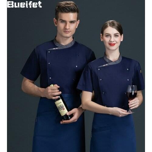 Summer Thin Hotel Catering Restaurant Kitchen Breathable Work Clothes Short Sleeve Food Service Tops Clothing Chef Uniform