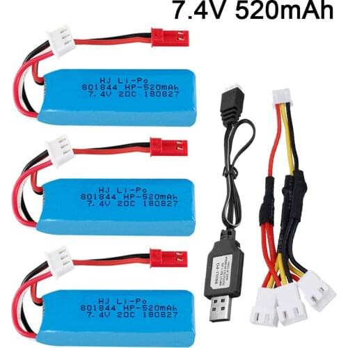 7.4v 520mah lipo battery + Charger For Wltoys K969 K979 K989 K999 P929 P939 A202 A212 Rc Car for XKA600 Airplane battery parts