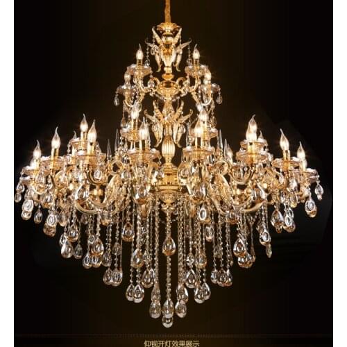 European-Style Zinc Alloy Chandelier Lamps Hotel Reception Club Villa Living Room Three-Story Hotel Crystal Lights