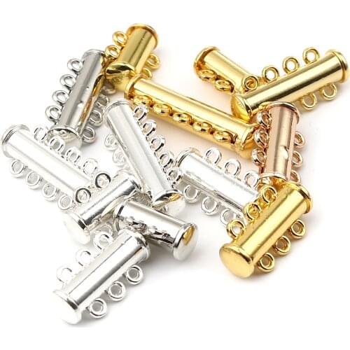 5/10 PCs Zinc Based Alloy Magnetic Clasps For Jewelry Making Cylinder Gold Color Can Open DIY Findings 15mm x 11mm
