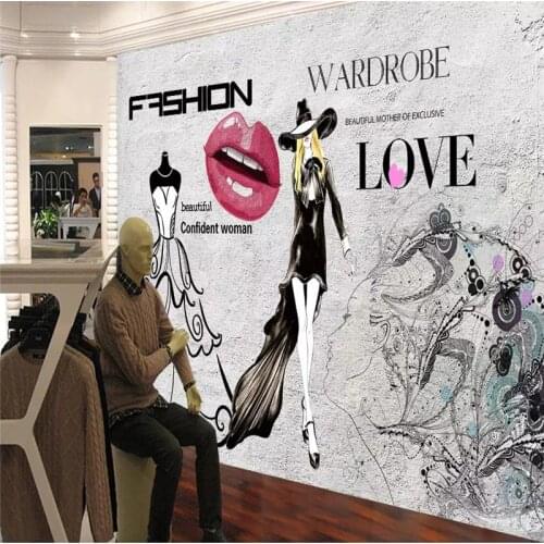 Fashion simple trend clothing store background wall professional production mural photo wallpaper can be customized