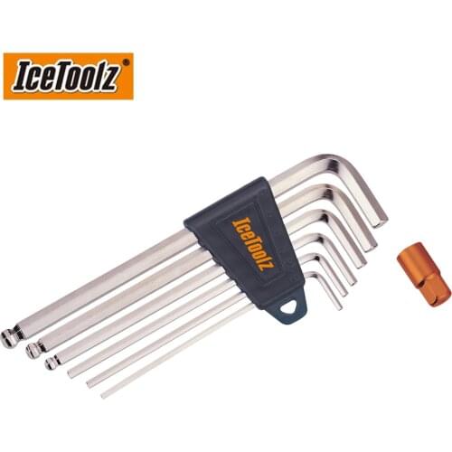 IceToolz Hex Key Wrench Set 2 2.5 3 4 5 6 8mm 4x5x6mm Ball-ended 7pcs/Set L-wrench Spanner Set Bicycle Bike Repair Tools 36Q1