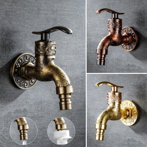 Wall Mount Bibcock Bathroom Wall Mounted Single Cold Water Faucet Washing Machine Sink Mop Pool Outdoor Garden Faucet