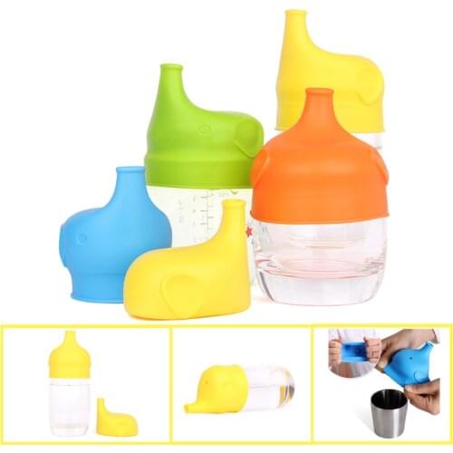 Elephant Spill-proof Cup Lid Childrens Silicone Cup Cover Anti-scalding Cup Lid Practicing Food Grade Drinking Cup Lid