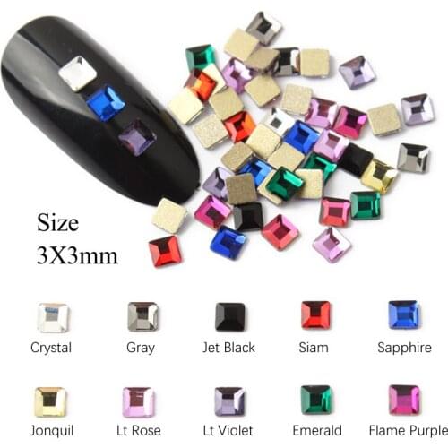 The New Flat Back 3MM And 2MM Square Nail Rhinestone Crystal Stones Nail Rhinestone 30/100Pcs DIY Decorations Manicure Diamond