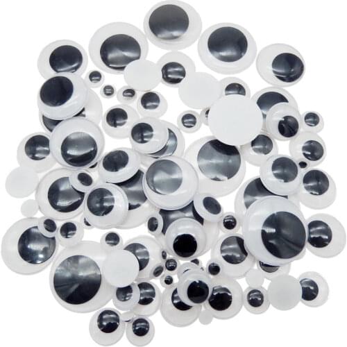 90pcs Moving Eyeball Plastic Eyes Cabochons Mix Scrapbook with Adhesive Sticker Children Doll Toy Handmade DIY Findings 6-30mm