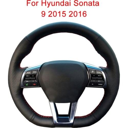 Customize Car Steering Wheel Cover For Hyundai Sonata 9 2015 2016 Leather Braid For Steering Wheel