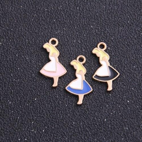 1pcs 19*33mm Three Color Alloy Metal Drop Oil Maid Charms Pendant For DIY Bracelet Necklace Jewelry Making