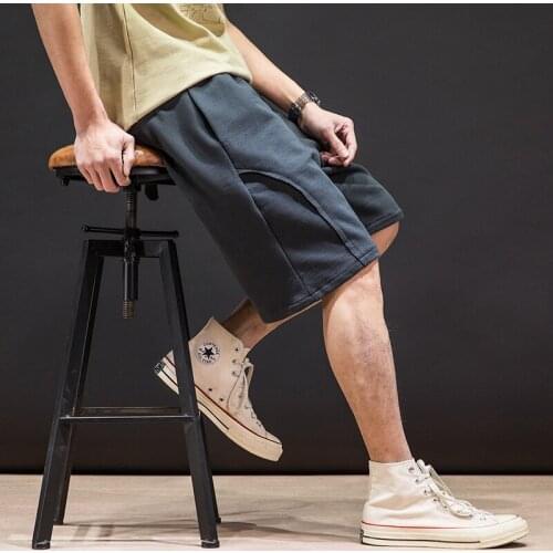 Simple Mens Summer Casual Shorts Loose Elastic Waist COTTON Plus Size Leisure Solid D21
