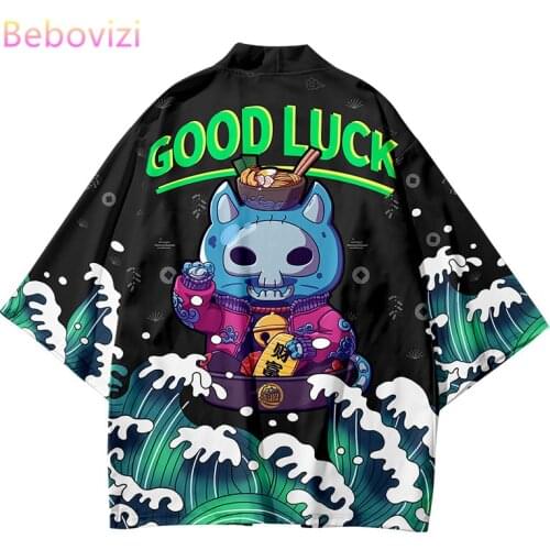 Plus Size 6XL 5XL Lucky Cat Beach Fashion Japanese Robe Cardigan Women Men Harajuku Cosplay Shirts Yukata Haori Yukata Kimono