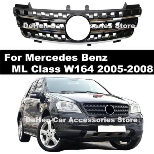 For ML Class W164 2005-2008 Car Front Bumper Mesh Upper Grill Racing Grille ML300 ML320 ML350 ML400 ML500 ML430 without Logo