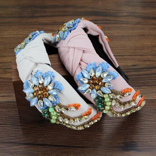 Luxury Crystal Tassel Sunflower Headbands Floral Women Headdress Rhinestone Boho Hairbands Fashion Party Hair Accessories